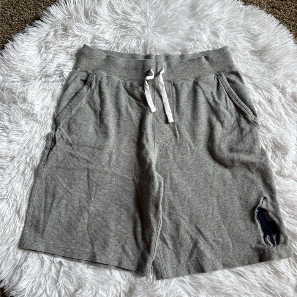 Polo Shorts Gray Big Logo Boys Size 10 12